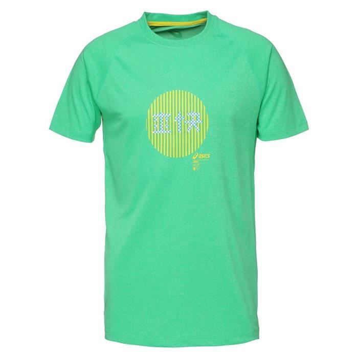 asics t shirt homme verte