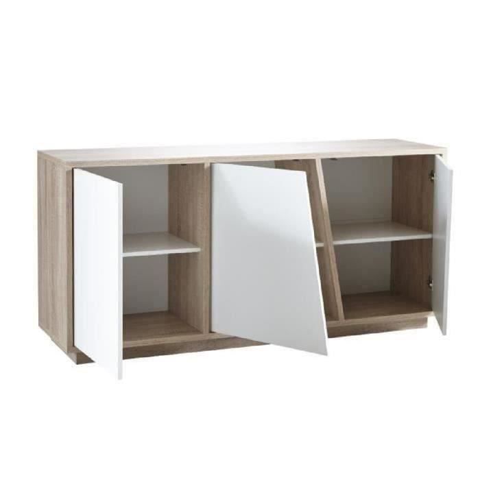 NATURE Buffet / Enfilade 158cm coloris chêne et Blanc