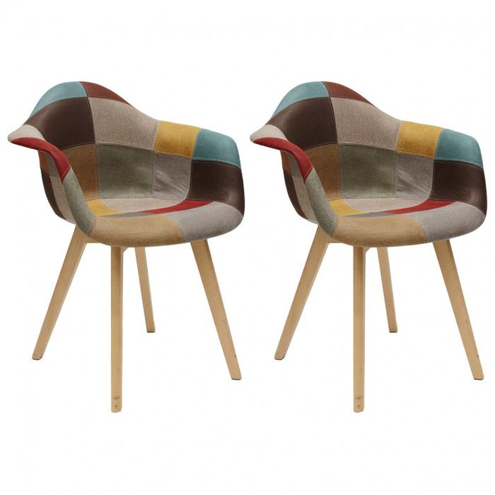 Bradu - Lot de 2 Fauteuils Patchwork Motif Vintage