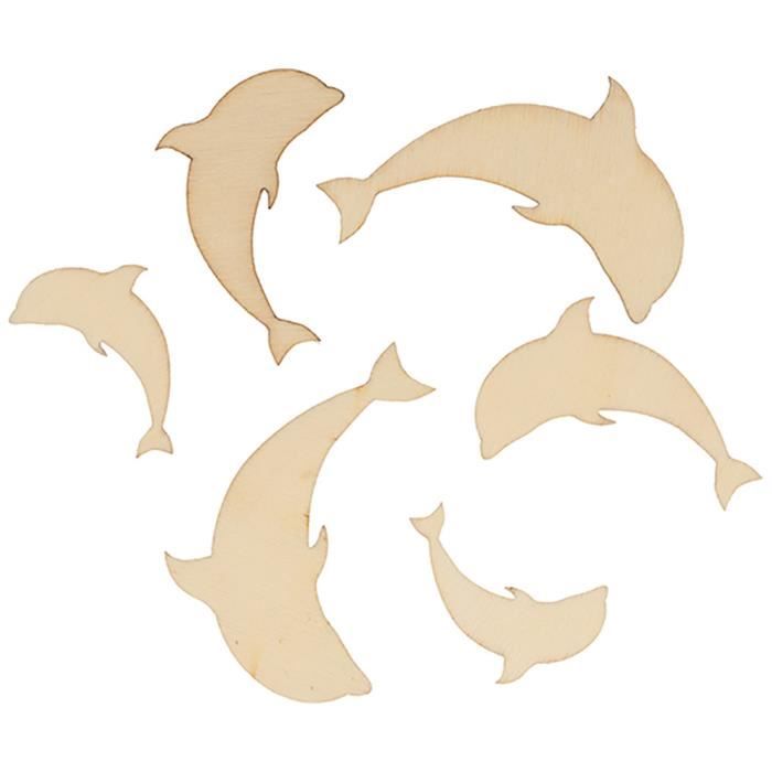 Bois ornement 'Deep Sea - Dauphins'd'Artemio (30 pièces)