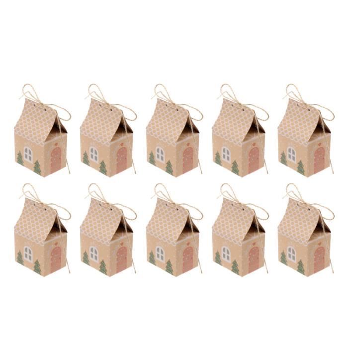 10 pièces boîtes à bonbons mignon maison de noël papier kraft fournitures de fête sac de chocolat conteneur BOITE ALIMENTAIRE