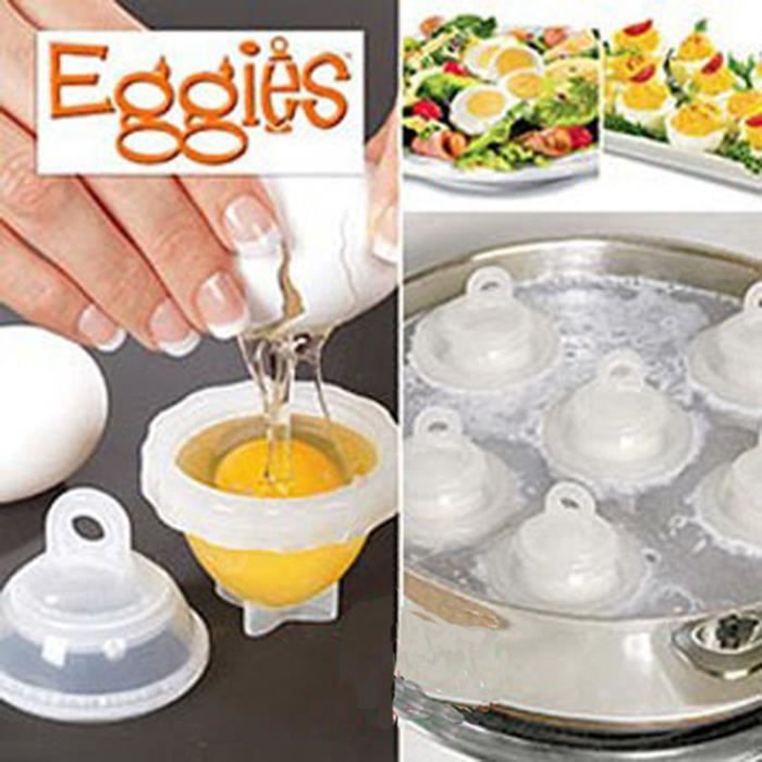 7 pcs/ensemble Dur Bouillir Egg Outils Cuisinière 6 Eggies Sans Coquilles + 1 Blanc Oeuf Séparateur Oeuf Vapeur