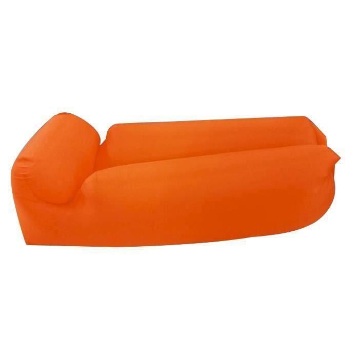 Canapé gonflable paresseux coussin de voyage en plein air comprimé 190 x 70 x 50cm Orange Ve29986
