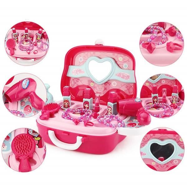 Jeu de rôle Bijoux kit Toy Set 19 PCS Princesse Valise Cadeau pour Les Filles Enfants Kids, Rose