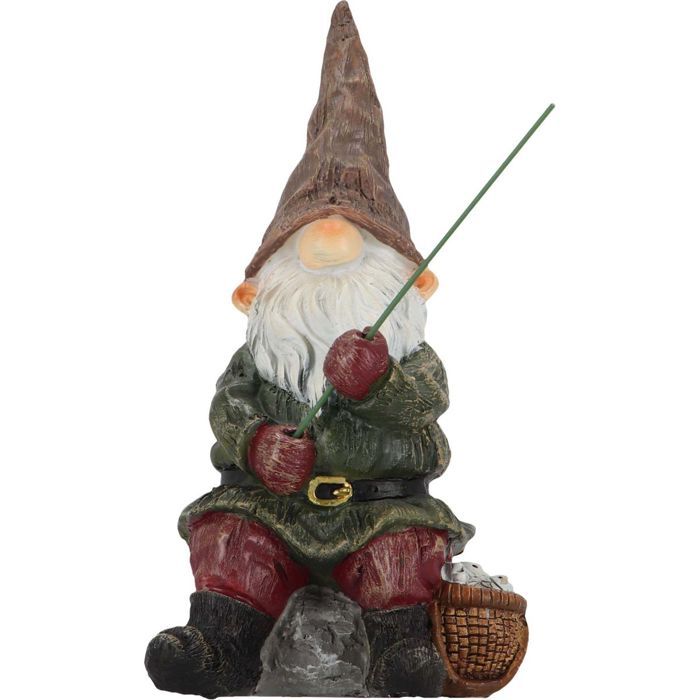 Esschert Design Nain de jardin avec canne à pêche 12,3x16,6x25,6 cm