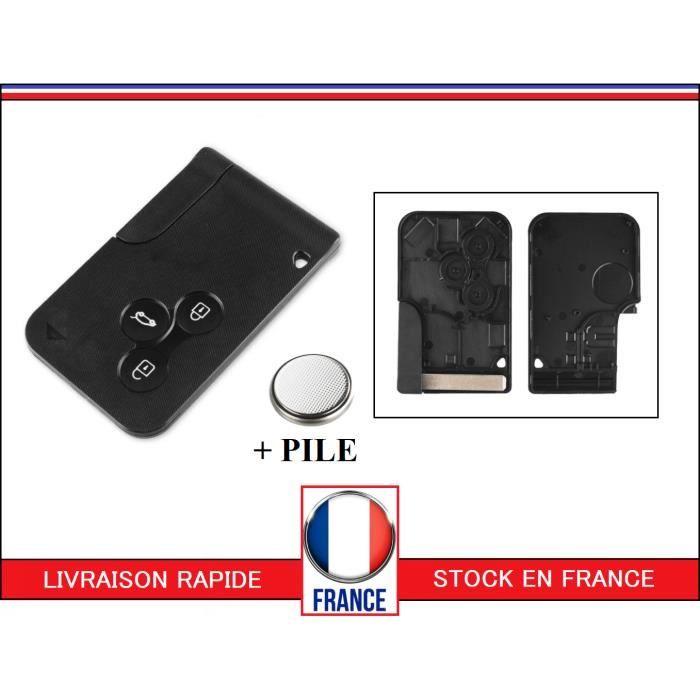 boitier coque clé carte 3 boutons pour Renault Megane 2 Scenic Clio 3 avec PILE