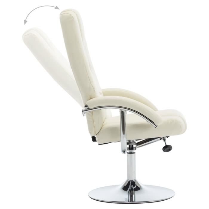 Fauteuil inclinable avec repose-pied Blanc crème Similicuir Type MLP