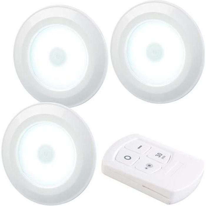 3 spots à LED COB 120 lm pour meubles de cuisine avec télécommande et minuterie UBL-16.w
