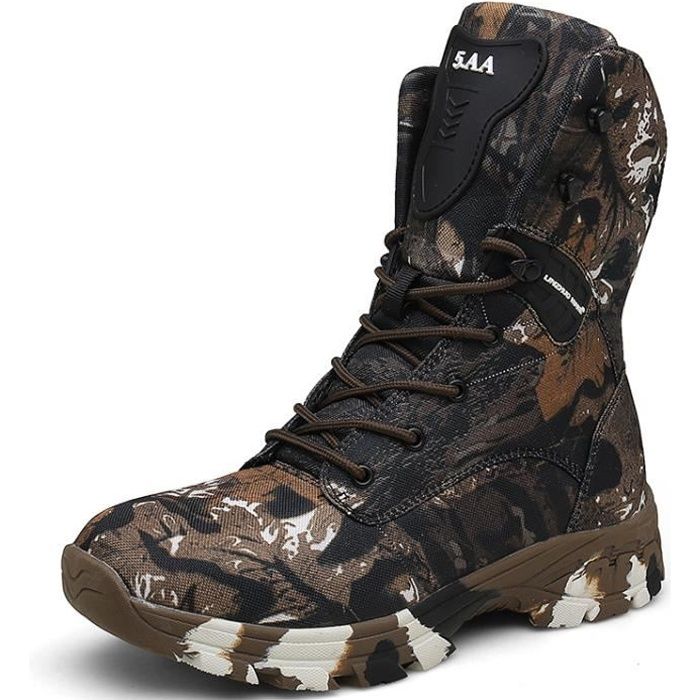 Chaussures High-Top Militaire pour Homme Tactique Bottes de randonnée Travail Combat Tous Les terrains résistante à l'usure Bottes