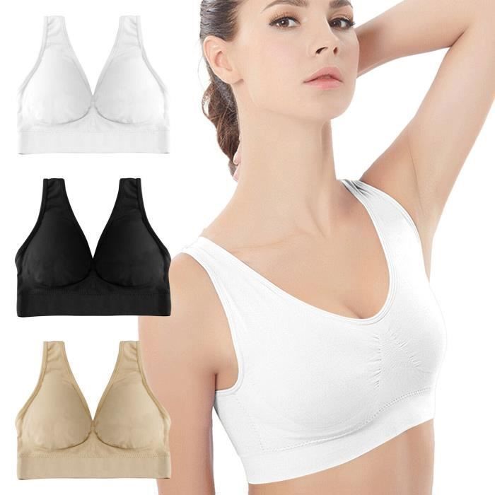 3Pc Brassière Soutien-Gorge sans Armature Dentelle Sexy Respirant Confortable pour l'Entraînement Physique Yoga pour Femme
