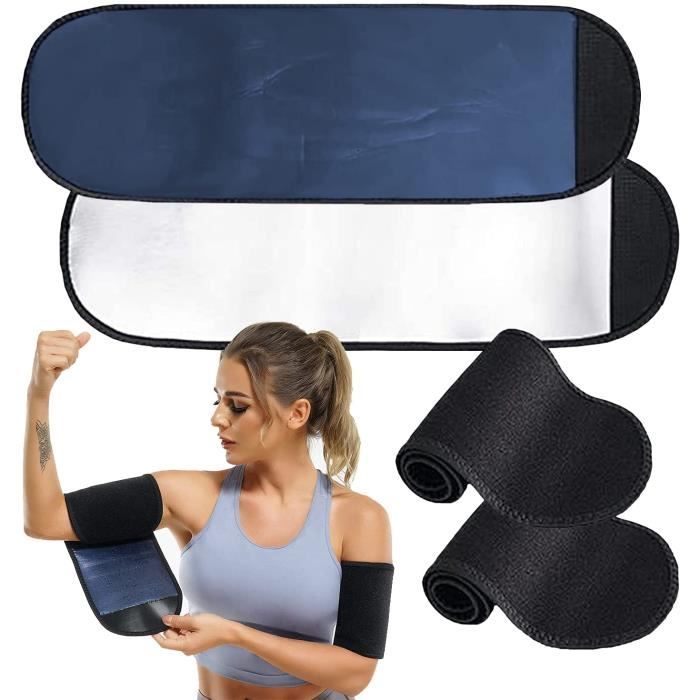 2 Paires Brassards de Sudation,Bandes Anti Transpiration pour Bras de Sauna,Manchons d'entraînement de Bras Réglables