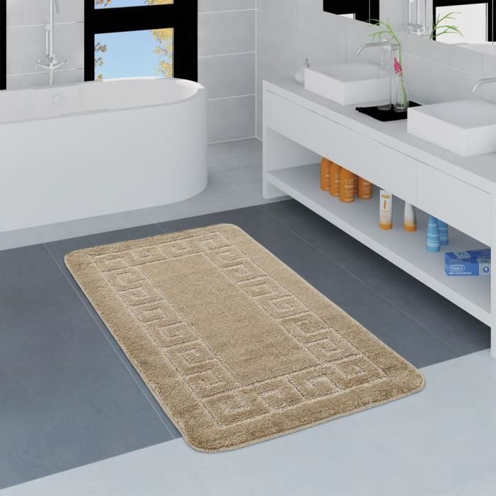 Salle De Bain Tapis Bordure Antidérapant Tapis de bain Dif. Tailles/Coloris [Beige, 50x80 cm]