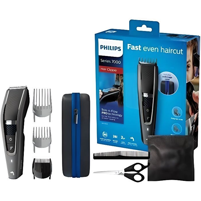 SHOT CASE - PHILIPS HC7650-15 - Rasoir-Tondeuse Cheveux et Barbe Series 7000 avec Housse de Voyage et Kit Barber