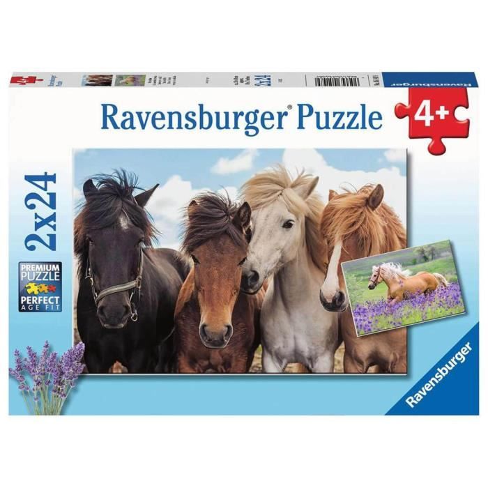 Puzzles 2 x 24 pièces : L'amour des chevaux Coloris Unique