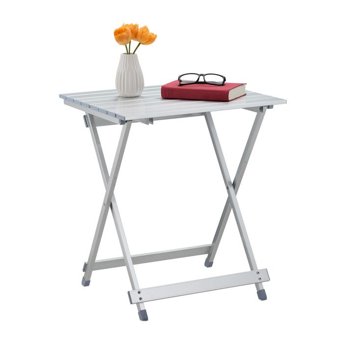 Relaxdays Table pliante aluminium Table d'appoint jardin camping HxlxP 61 x 49,5 x 47,5 cm jardin balcon terrasse camping vacances,