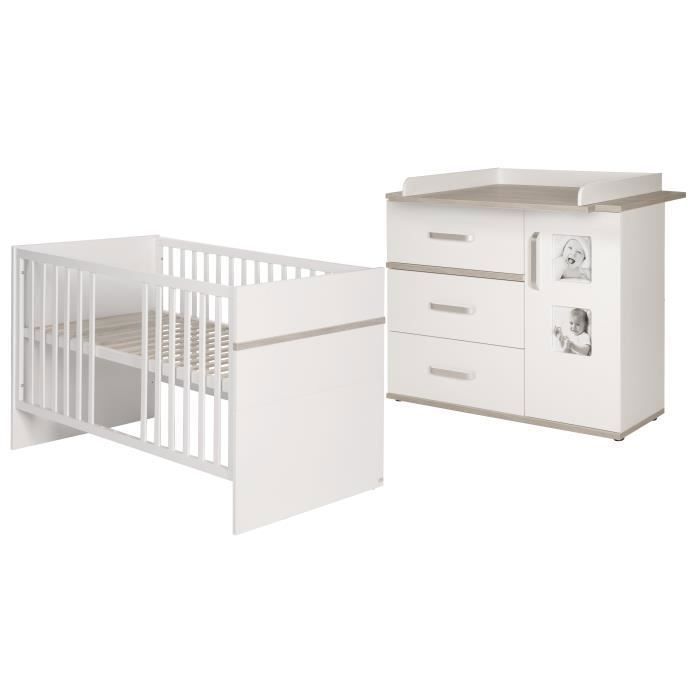 ROBA Ensemble de meubles bébé -Moritz- 2 pièces, lit bébé 70x140 cm + commode à langer blanche-beige