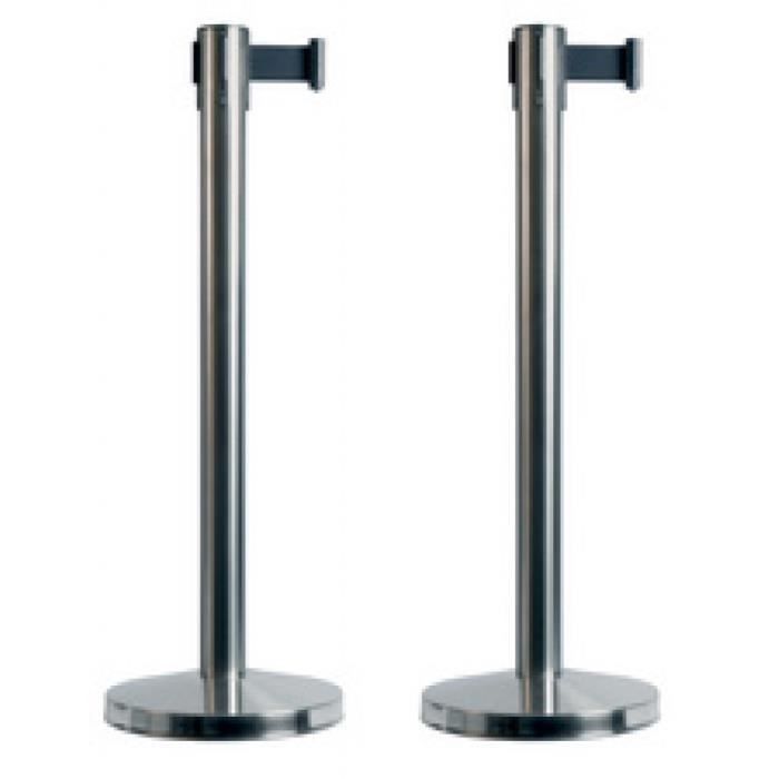 securit securit set de 2 poteaux d'accueil retractables, chrome-noir noirServices généraux Securit Set de 2 poteaux d'accueil