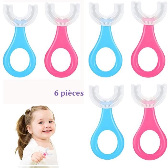 6 Pièces Brosse À Dents En Forme De U Pour Enfants,SPECOOL Brosse à Dents pour Bébé à 360° Nettoyage Complet(Enfants de 2 à 12 ans)