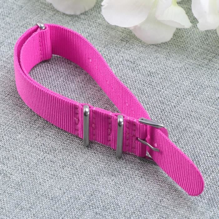 Bandes de montre décontractées portables, courroies de nylon Sangles de durables (Rose rouge 33 # 20cm) MONTRE CONNECTEE SPORT
