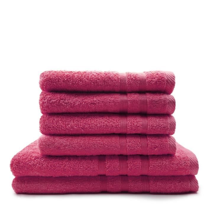 TODAY Lot de 4 Serviettes de bain 50 x 100 cm + 2 Draps de bain 70 x 130 cm Jus de myrtille - 100% coton