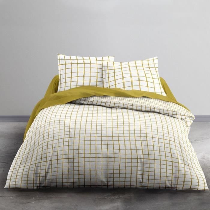 TODAY Parure de lit 2 personnes - 220 x 240 cm - Imprimé jaune Graphique CRAZY Nadashi TODAY