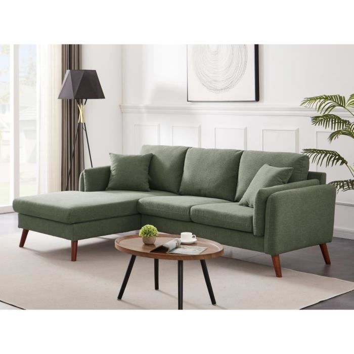 Canapé d'angle Tissu Scandinave Confort Vert
