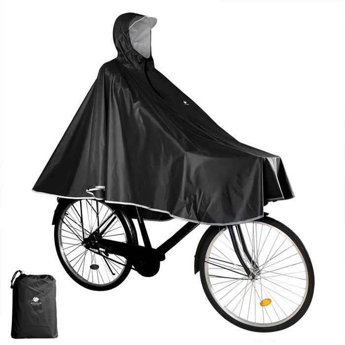 Poncho imperméable vélo Anyoo AY-Poncho-bike noir - compact réfléchissant