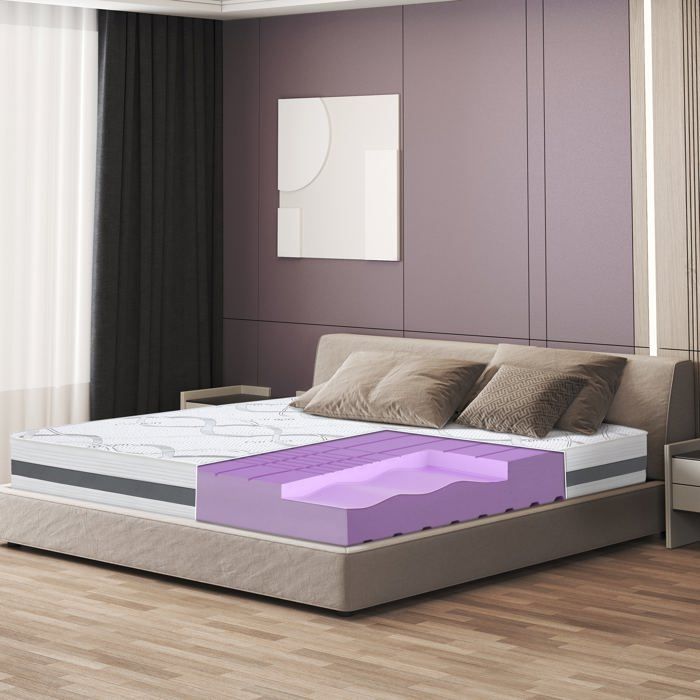 The White Stone Matelas 115x180 cm Hypoallergénique - epaisseur 25 cm - Propriétés orthopédiques et automodelantes - Produit en The White Stone Matelas 115x180 cm Hypoallergénique - epaisseur 25 cm - Propriétés orthopédiques et automodelantes - Produit en