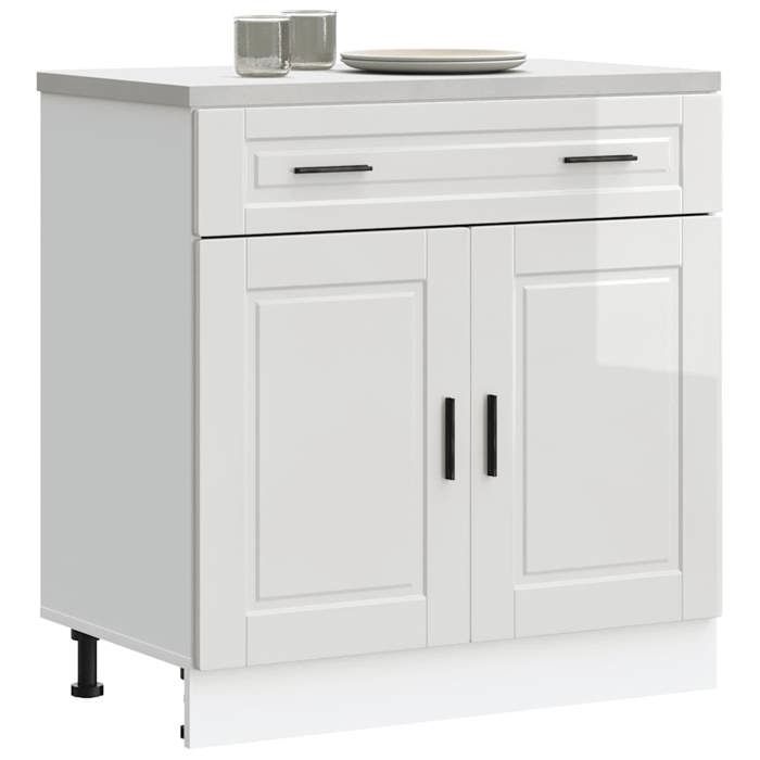 vidaXL Armoire de cuisine Porto blanc brillant bois ingénierie 853979