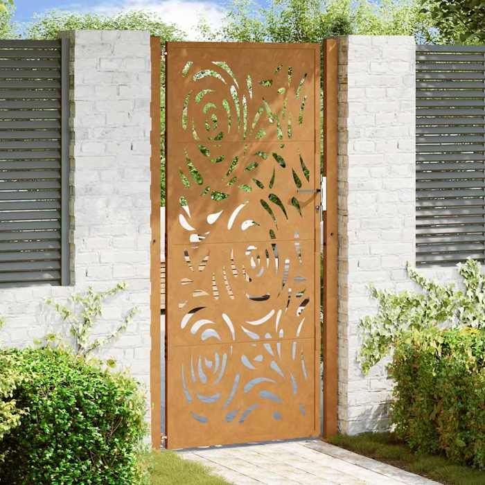 VIDAXL Porte de jardin acier intempéries Design flamme