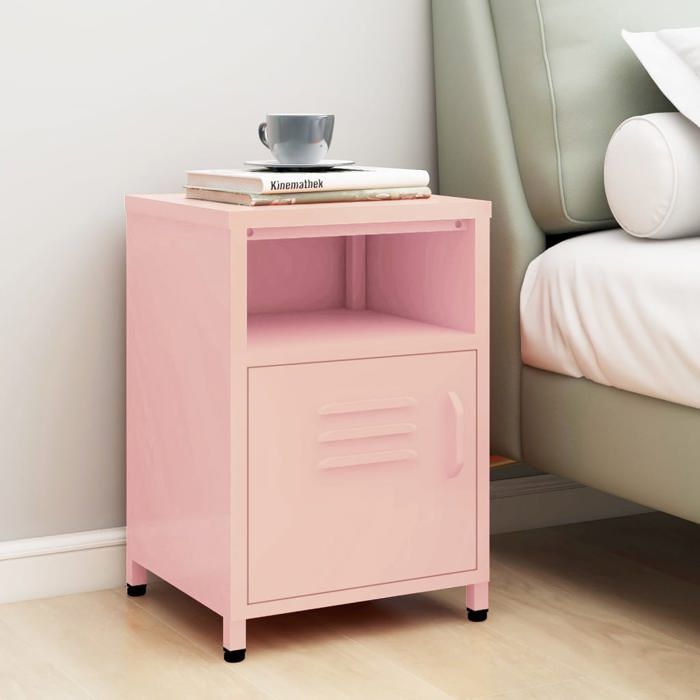 SALE 2025Armoire de Nuit - Table de chevet Rose 35x35x51 cm Acier 7 3 Kg 8899