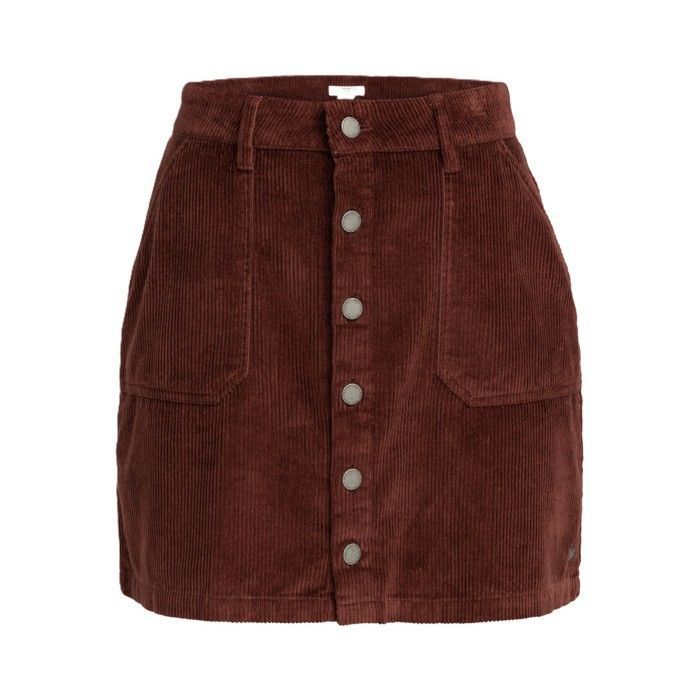 Jupe Vintage En Velours Marron Brodée - Taille 40 (Occasion Très Bon état)