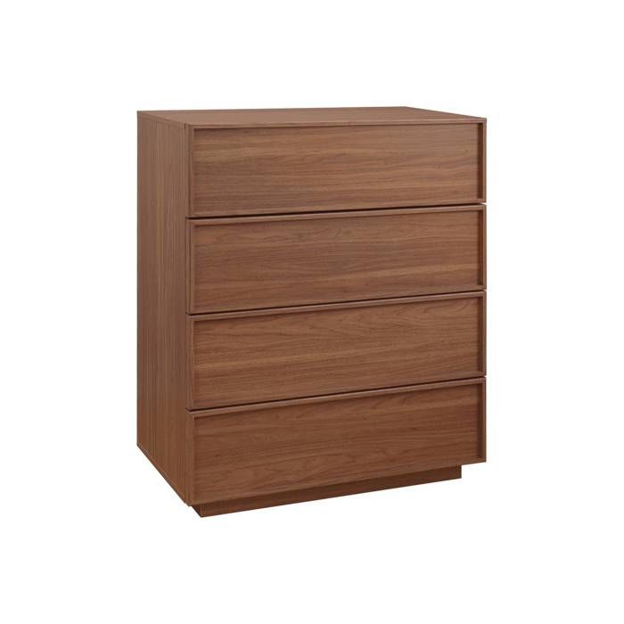 Commode de rangement effet bois noyer 4 tiroirs L 80 x P 43 x H 98.5cm - Kuba Commode de rangement effet bois noyer 4 tiroirs L 80 x P 43 x H 98.5cm - Kuba