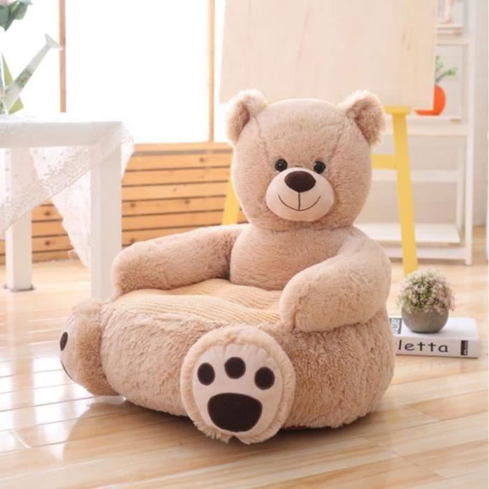 Fauteuil Bébé - Ours en Peluche - Coussin Enfant - Beige - 50x50x40cm