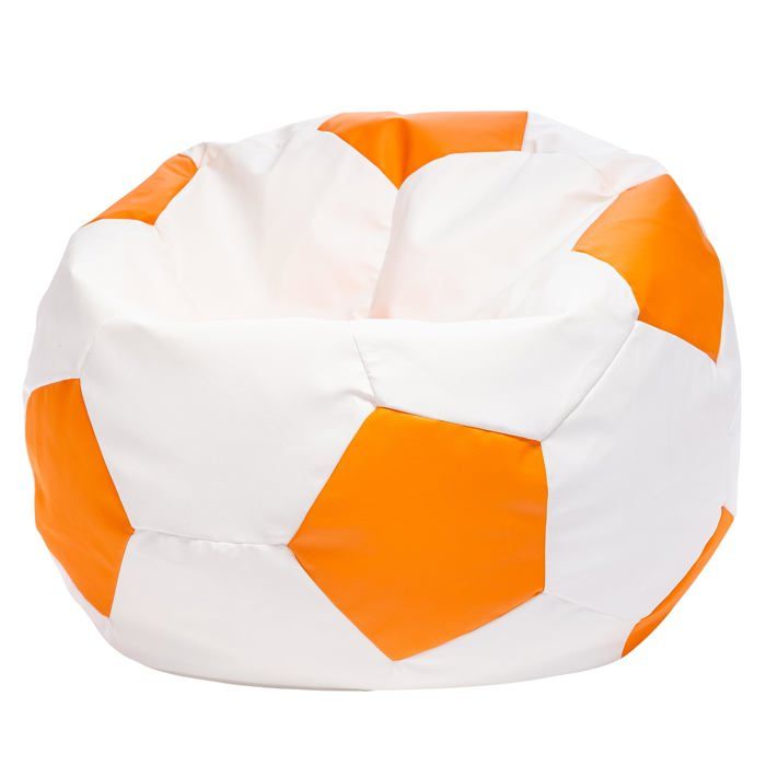 Football Pouf XL en Simili Cuir Pouf Fauteuil Gaming Enfant 105x80cm Orange - Ecopuf