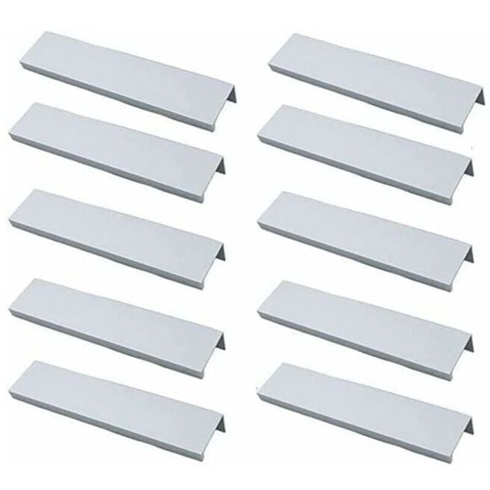 Poignée meuble invisible - PZCC - profil - alliage aluminium brossé - entraxe 96 mm - lot de 10 avec vis