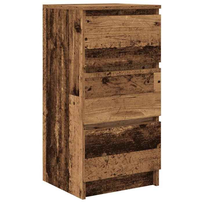 Commode en bois dingénierie - vidaxl - 37 5x35x76 cm - Vieux bois - 3 tiroirs - 60 kg capacité totale - 5 kg par tiroir