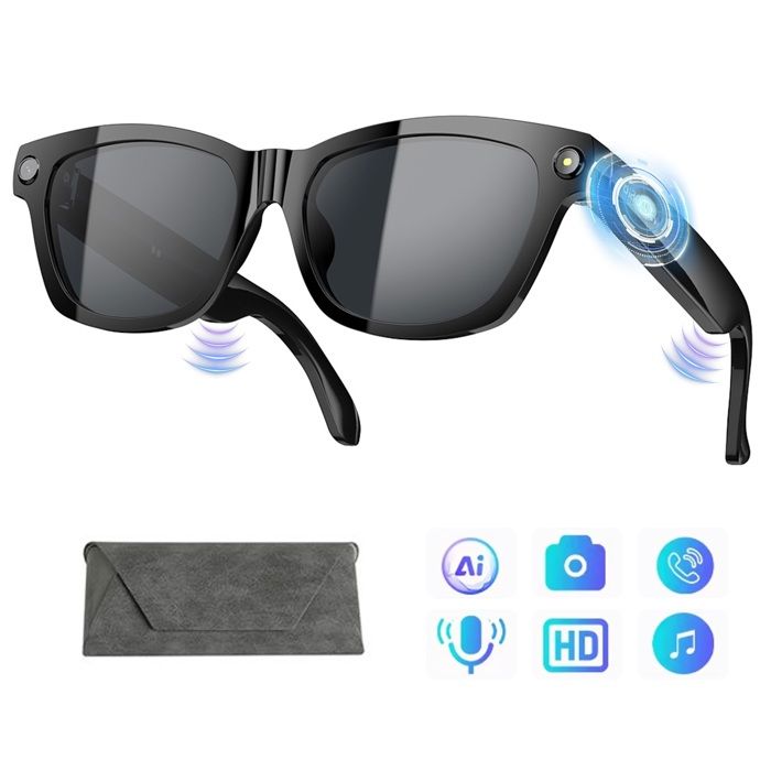 Blackview BV100 Lunettes Meta Intelligentes AI avec Caméra HD - Appels Bluetooth Traduction Reconnaissance dObjets - 220 mAh