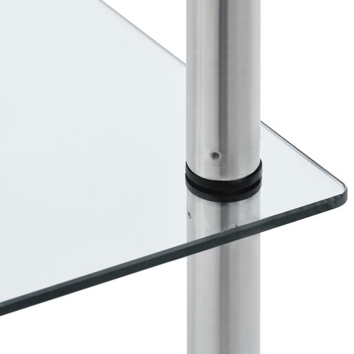 Étagère en verre trempé - MEUBLECHIC - 6 niveaux - 40x40x160 cm - Transparent - Verre trempé 5 mm - Acier inoxydable