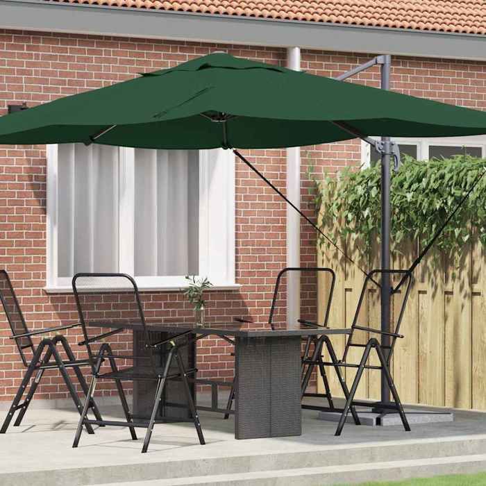 vidaXL Parasol Vert 351 x 250 x 260 cm Polyester et Aluminium Parasol moderne inclinable rotatif résistant aux UV42003344