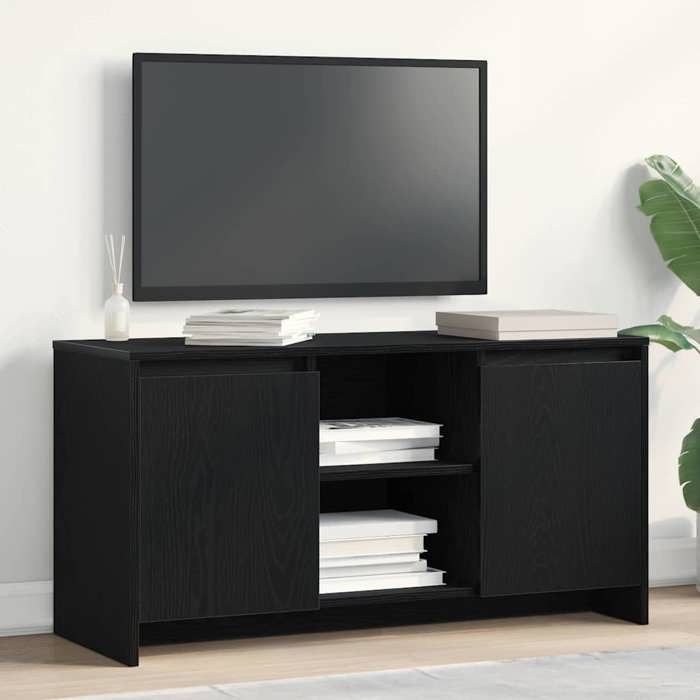 Cabinet TV - Noir - Meuble TV pour Télévision - 1 PC - Chêne noir 102x37 5x52 5 cm Bois dingénierie T2055