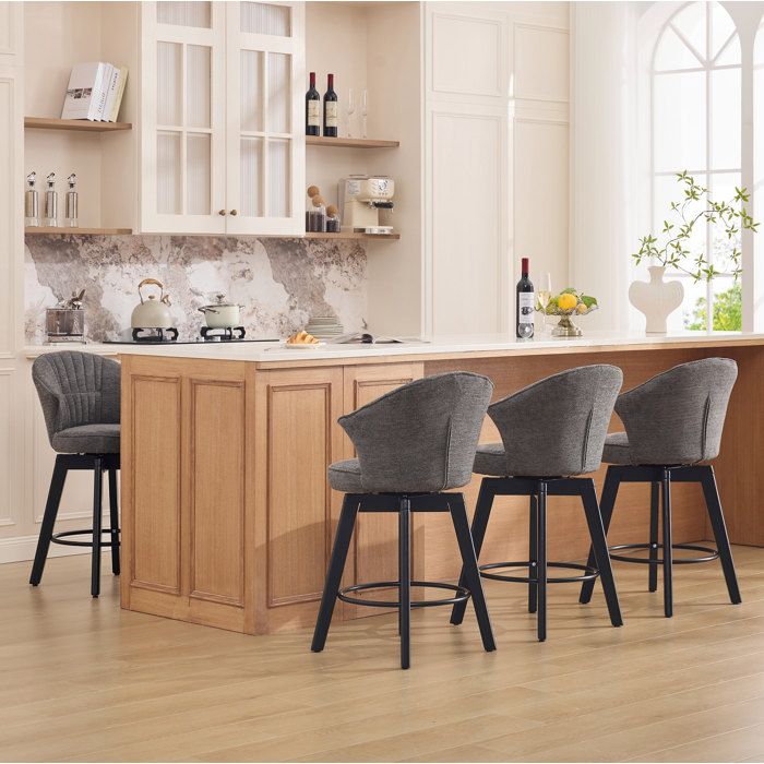 Lot de 2 tabourets de bar avec dossier pivotants chaise coque pour îlot de cuisine bar et salle à manger gris Lot de 2 tabourets de bar avec dossier pivotants chaise coque pour îlot de cuisine bar et salle à manger gris
