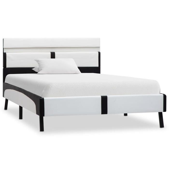 Luxe&Mode Cadre de lit avec LED - sans matelas - Lit adulte simple - 2 ans garantie - blanc et noir 90x200 cm（52604）