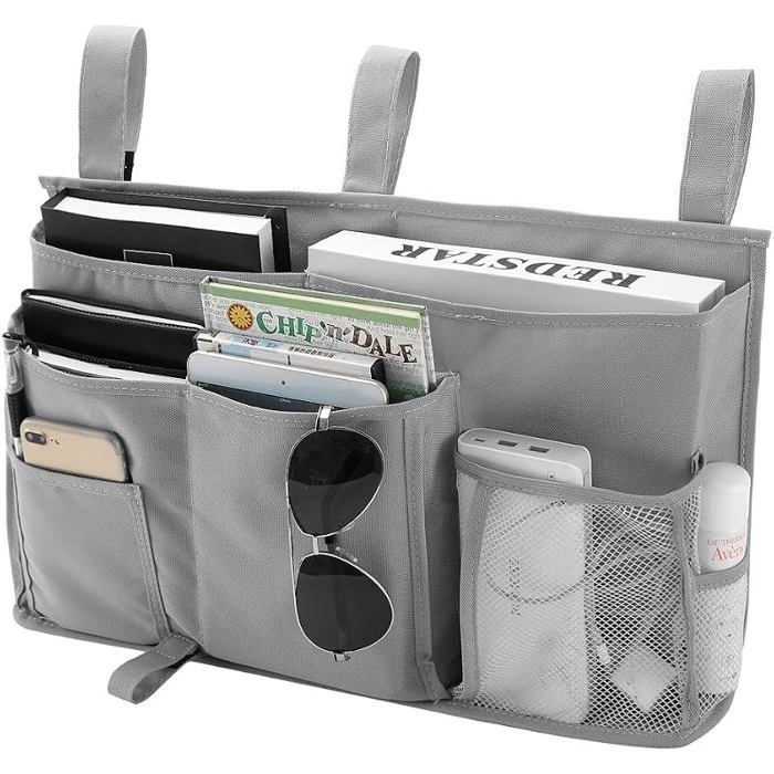Sac de rangement pour lit superposé sac de rangement pour lit suspendu 8 poches pour lit de chambre étudiant Gris