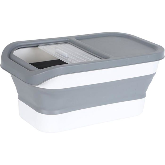 Conteneur croquettes chien 20kg boîte de stockage pour animaux résistant moisissure et humidité avec tasse à mesurer et pe - Gris