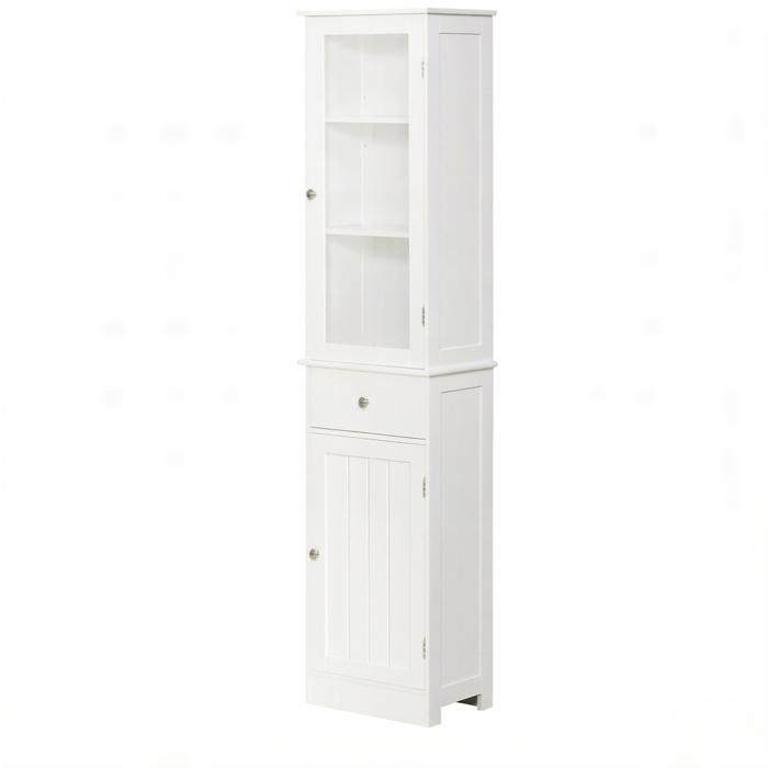 Colonne de salle de bain – meuble haut blanc 2 portes 1 tiroir – 40 x 27 x 1715 cm