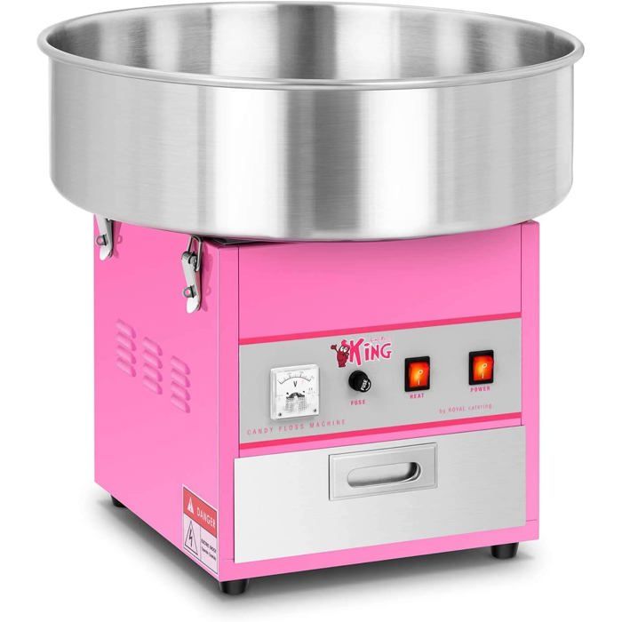 Royal Catering Machine à Barbe à Papa Professionnelle RCZK-1200-W 1200W Acier Inoxydable 52x52x50cm Cuve 52 cm