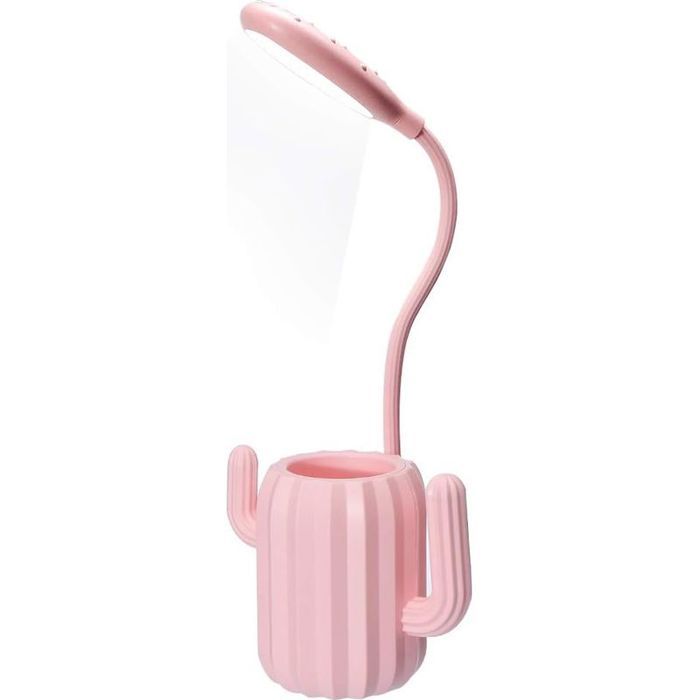 13pcs Lampe de Bureau Sans Fil - Design cactus Tactile 3 niveaux luminosité - Bureau - Rose