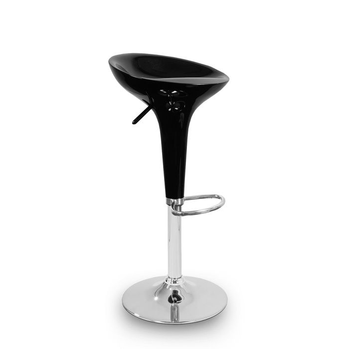 Aga Tabouret de bar noir en plastique et acier chromé hauteur réglable pivotant sans dossier MR2041