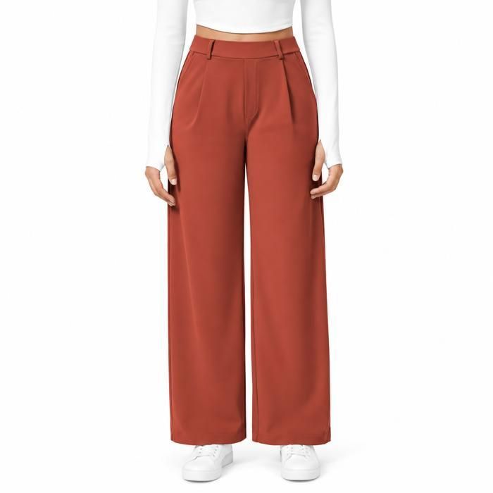 ENSEMBLE DE VETEMENTS DE SPORT Pantalon tailleur femme AProsp coupe droite ample avec poches tailles S-3XLbureau loisirs terracotta